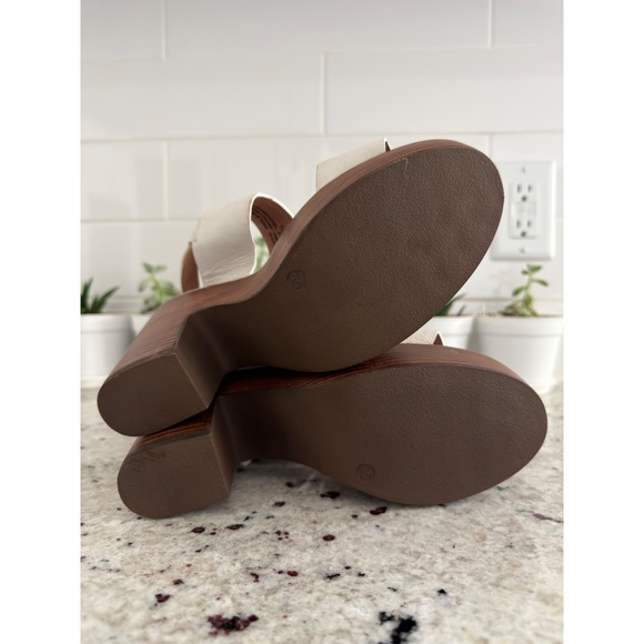 Seychelles White Leather Platform Block Heel Sandals Size 8.5 - Picture 10 of 10